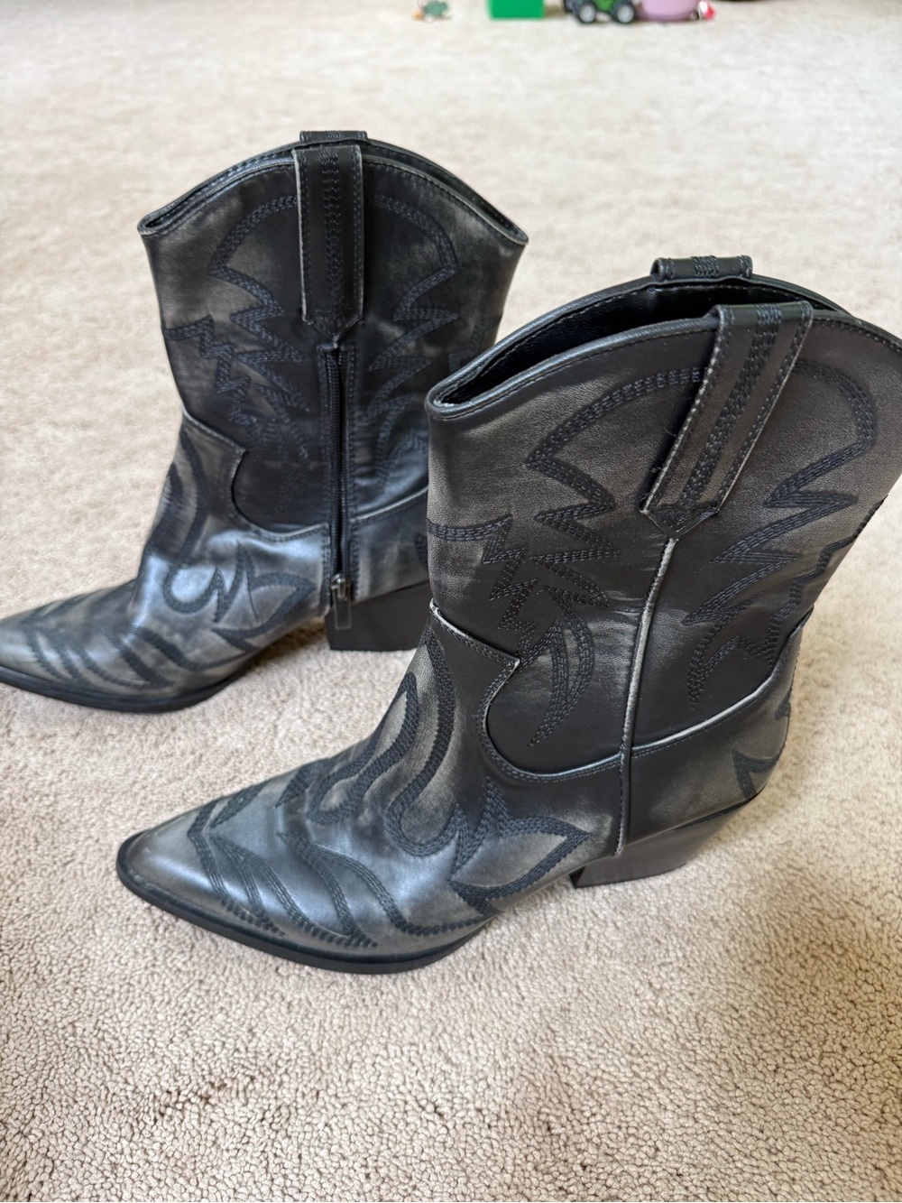 Forever 21 Black Western-Style Ankle Boots